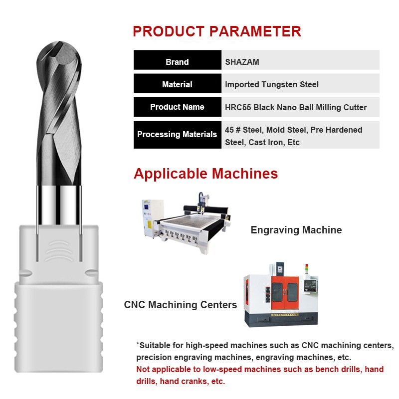 SHAZAM HRC55 2-Flute Ball End  - End Mill Set review and price