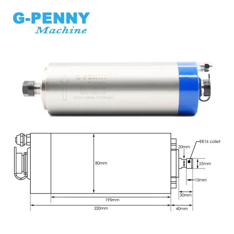 Gpenny 1.5kw ER16 D80mm Water  - Water Cooled Spindle review and price