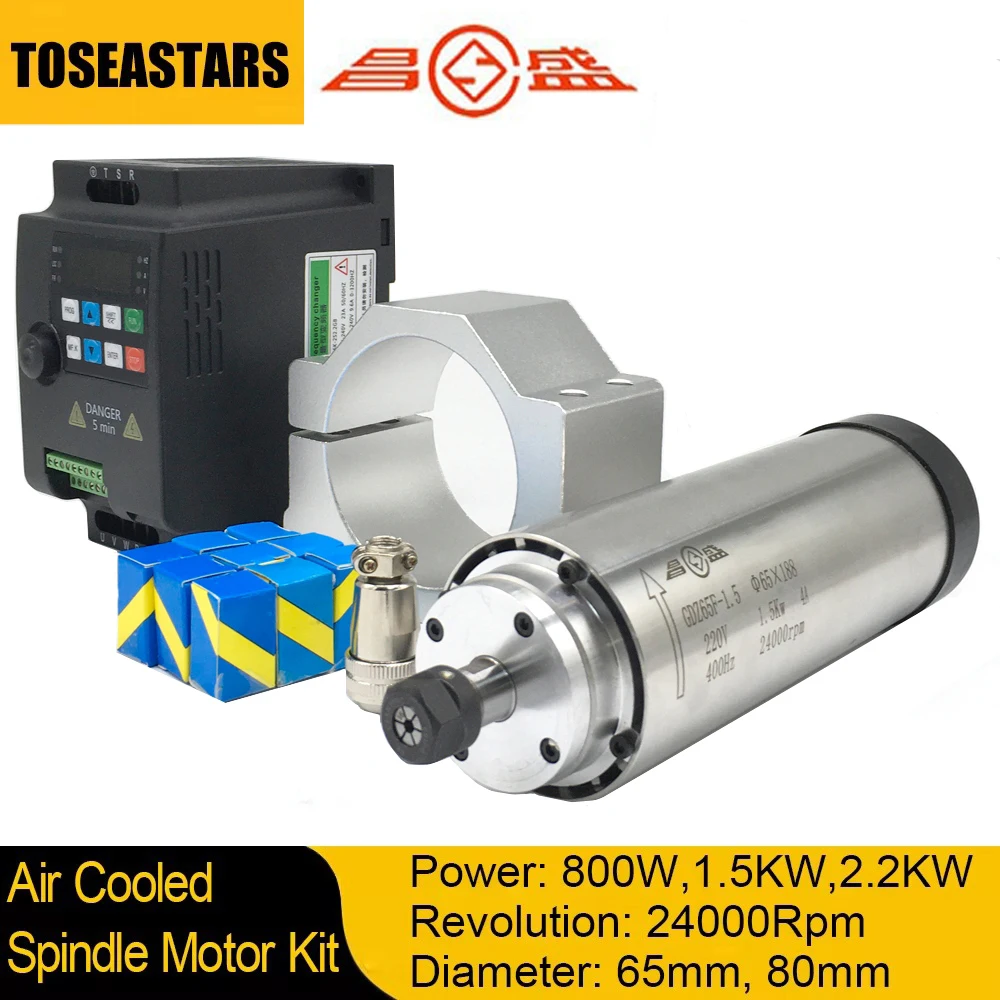 800W 1.5KW 2.2KW CNC Air Coole - Water Cooled Spindle review and price